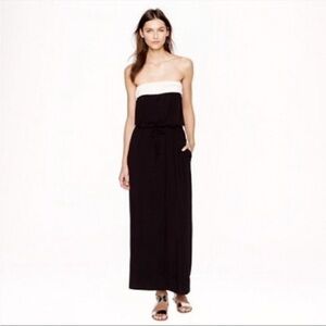 NWT J. Crew Strapless Black and White Maxi Dress Size MP